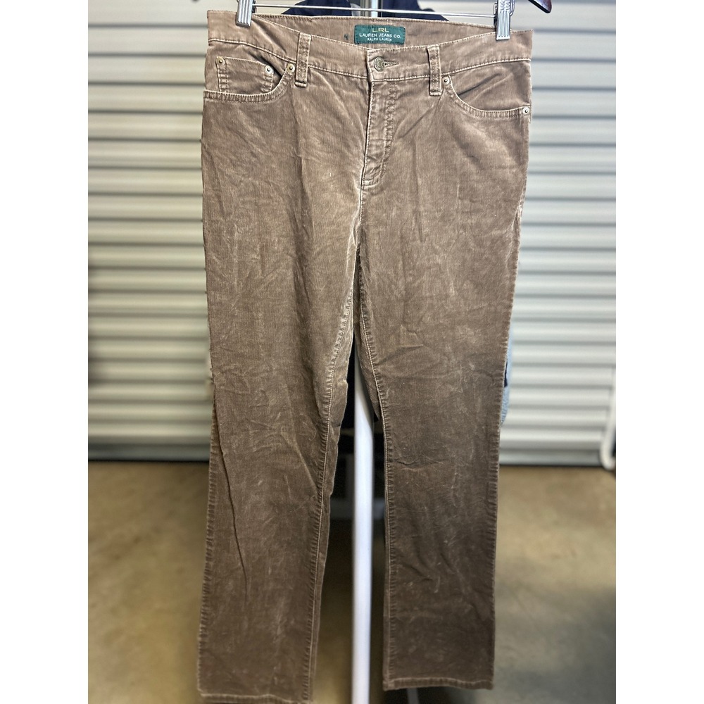 Lauren Ralph Lauren Pants Women 8 Brown Corduroy Straight Leg Stretch Casual
